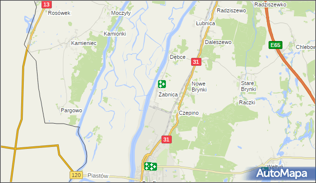 mapa Żabnica gmina Gryfino, Żabnica gmina Gryfino na mapie Targeo