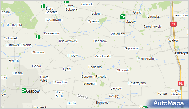 mapa Żabokrzeki gmina Daszyna, Żabokrzeki gmina Daszyna na mapie Targeo