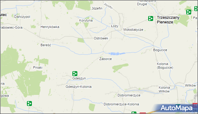 mapa Zaborce gmina Trzeszczany, Zaborce gmina Trzeszczany na mapie Targeo