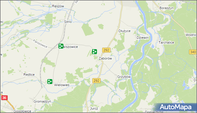 mapa Zaborów gmina Ścinawa, Zaborów gmina Ścinawa na mapie Targeo