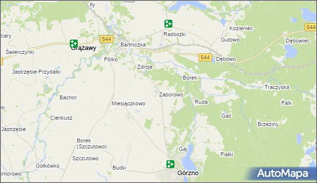 mapa Zaborowo gmina Górzno, Zaborowo gmina Górzno na mapie Targeo