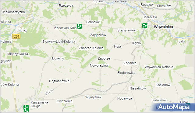 mapa Zaborze gmina Karczmiska, Zaborze gmina Karczmiska na mapie Targeo