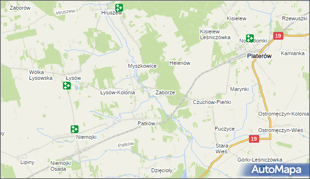 mapa Zaborze gmina Platerów, Zaborze gmina Platerów na mapie Targeo