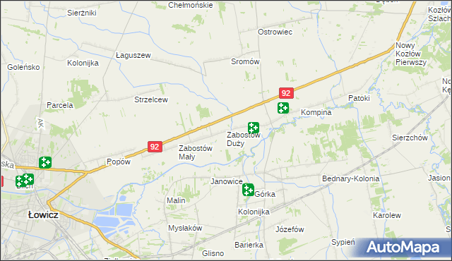 mapa Zabostów Duży, Zabostów Duży na mapie Targeo