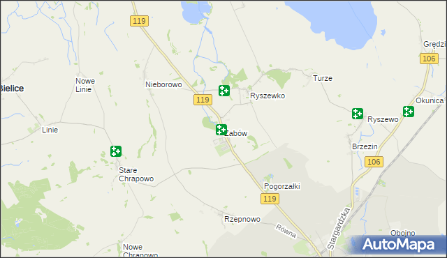 mapa Żabów, Żabów na mapie Targeo