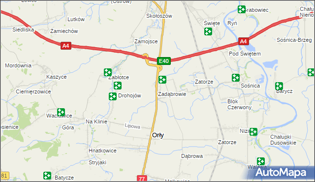 mapa Zadąbrowie gmina Orły, Zadąbrowie gmina Orły na mapie Targeo