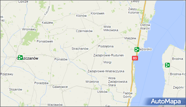 mapa Zadąbrowie-Rudunek, Zadąbrowie-Rudunek na mapie Targeo