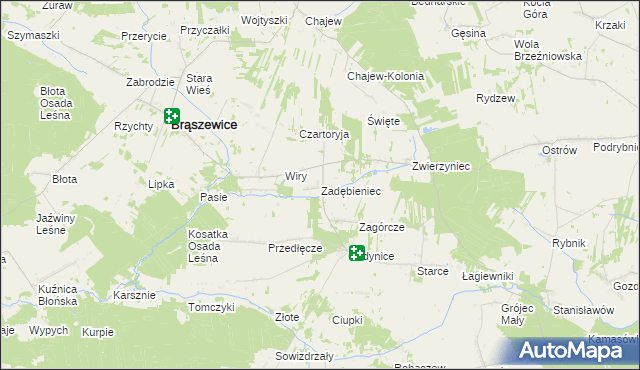 mapa Zadębieniec, Zadębieniec na mapie Targeo