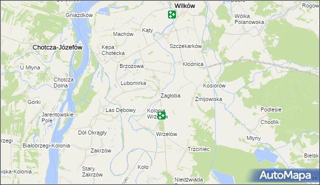 mapa Zagłoba gmina Wilków, Zagłoba gmina Wilków na mapie Targeo