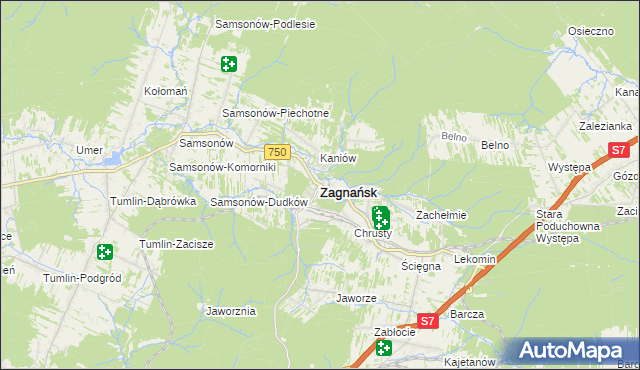 mapa Zagnańsk, Zagnańsk na mapie Targeo