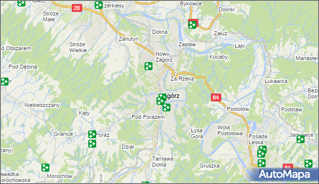 mapa Zagórz powiat sanocki, Zagórz powiat sanocki na mapie Targeo