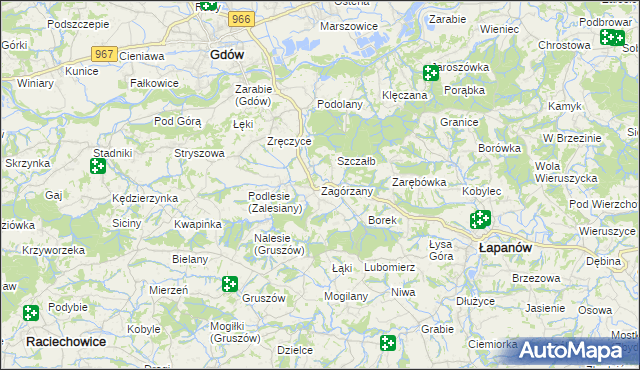 mapa Zagórzany gmina Gdów, Zagórzany gmina Gdów na mapie Targeo