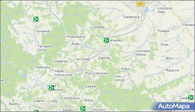 mapa Zagórze gmina Jawornik Polski, Zagórze gmina Jawornik Polski na mapie Targeo