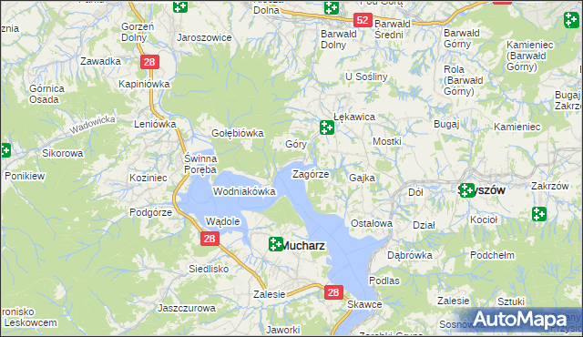 mapa Zagórze gmina Mucharz, Zagórze gmina Mucharz na mapie Targeo