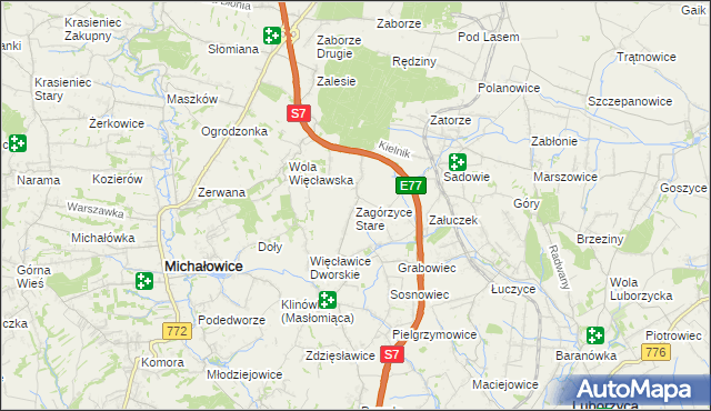 mapa Zagórzyce Stare, Zagórzyce Stare na mapie Targeo