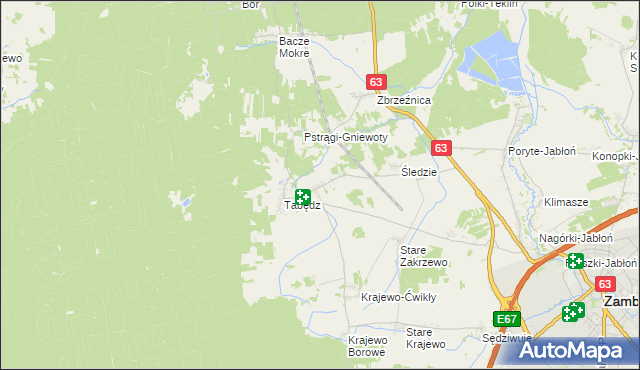 mapa Zagroby-Zakrzewo, Zagroby-Zakrzewo na mapie Targeo