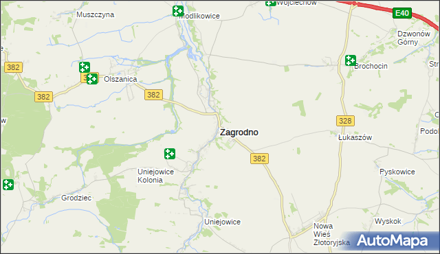 mapa Zagrodno powiat złotoryjski, Zagrodno powiat złotoryjski na mapie Targeo