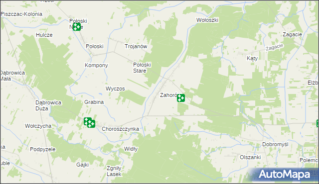 mapa Zahorów, Zahorów na mapie Targeo