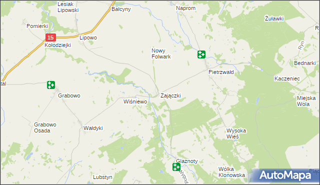 mapa Zajączki gmina Ostróda, Zajączki gmina Ostróda na mapie Targeo