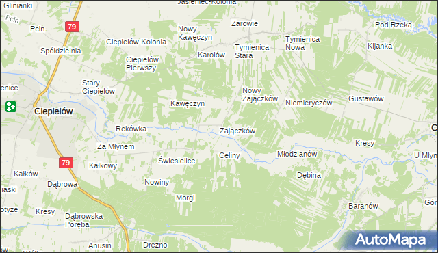 mapa Zajączków gmina Chotcza, Zajączków gmina Chotcza na mapie Targeo