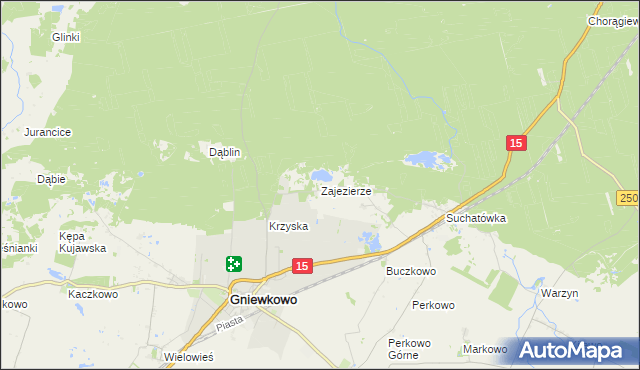 mapa Zajezierze gmina Gniewkowo, Zajezierze gmina Gniewkowo na mapie Targeo