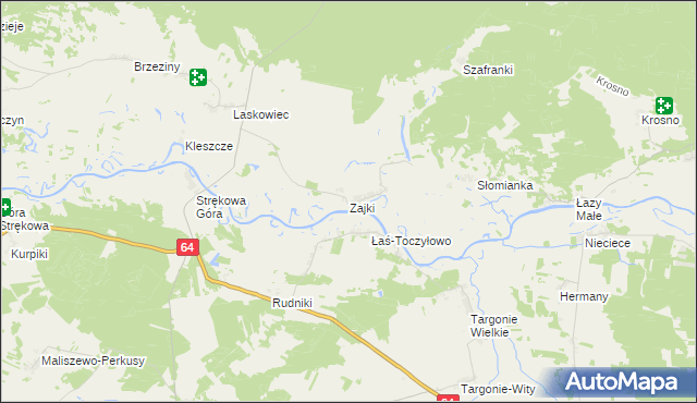 mapa Zajki, Zajki na mapie Targeo