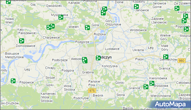 mapa Zakliczyn powiat tarnowski, Zakliczyn powiat tarnowski na mapie Targeo