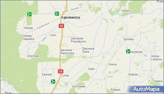 mapa Żakowola Stara, Żakowola Stara na mapie Targeo