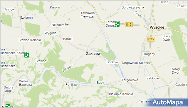 mapa Zakrzew-Kolonia gmina Zakrzew, Zakrzew-Kolonia gmina Zakrzew na mapie Targeo