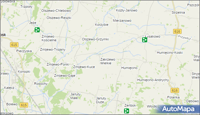 mapa Zakrzewo Wielkie gmina Grudusk, Zakrzewo Wielkie gmina Grudusk na mapie Targeo