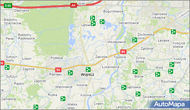 mapa Zakrzów gmina Wojnicz, Zakrzów gmina Wojnicz na mapie Targeo