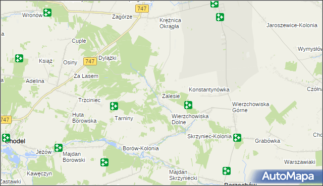 mapa Zalesie gmina Bełżyce, Zalesie gmina Bełżyce na mapie Targeo