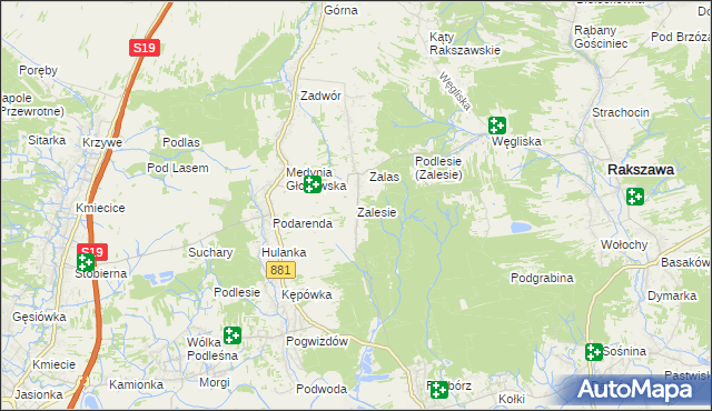 mapa Zalesie gmina Czarna, Zalesie gmina Czarna na mapie Targeo