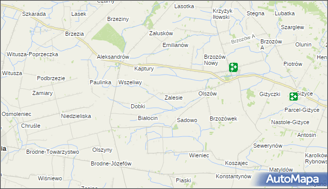 mapa Zalesie gmina Iłów, Zalesie gmina Iłów na mapie Targeo