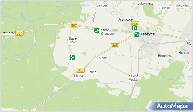 mapa Zalesie gmina Oleszyce, Zalesie gmina Oleszyce na mapie Targeo