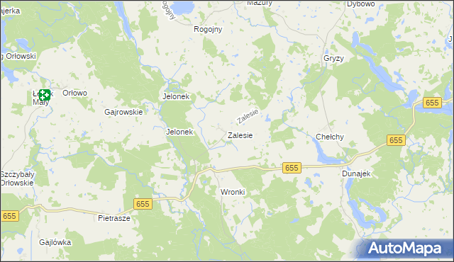 mapa Zalesie gmina Świętajno, Zalesie gmina Świętajno na mapie Targeo