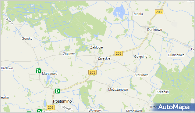 mapa Zaleskie gmina Ustka, Zaleskie gmina Ustka na mapie Targeo