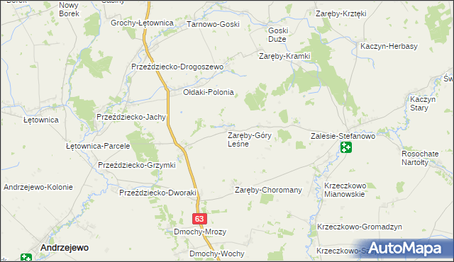 mapa Zaręby-Góry Leśne, Zaręby-Góry Leśne na mapie Targeo