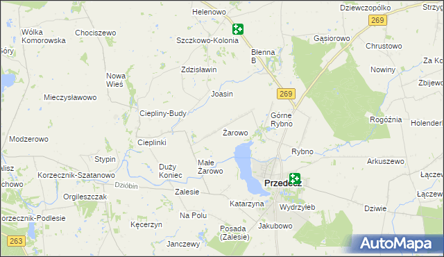 mapa Żarowo gmina Przedecz, Żarowo gmina Przedecz na mapie Targeo