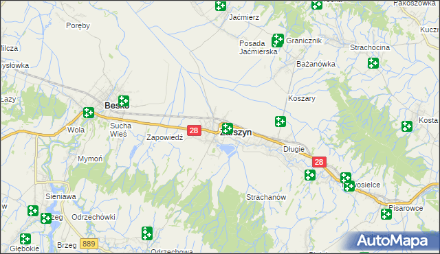 mapa Zarszyn, Zarszyn na mapie Targeo