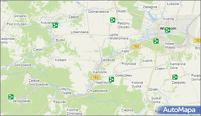 mapa Zarzecze gmina Wolbrom, Zarzecze gmina Wolbrom na mapie Targeo