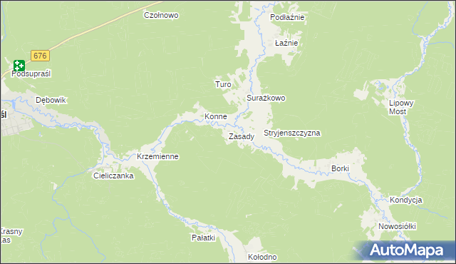 mapa Zasady gmina Gródek, Zasady gmina Gródek na mapie Targeo