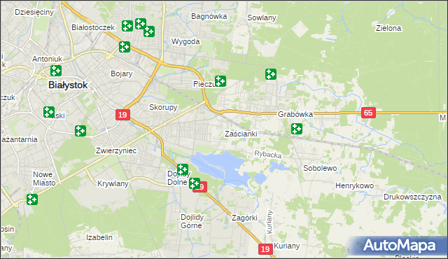 mapa Zaścianki gmina Supraśl, Zaścianki gmina Supraśl na mapie Targeo