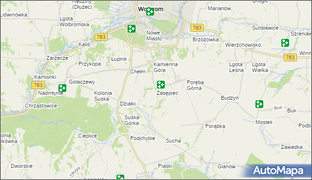 mapa Zasępiec, Zasępiec na mapie Targeo