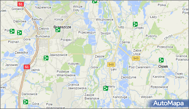 mapa Zasole, Zasole na mapie Targeo