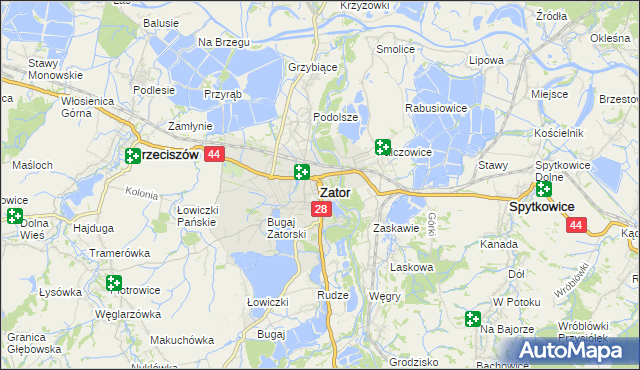 mapa Zator powiat oświęcimski, Zator powiat oświęcimski na mapie Targeo