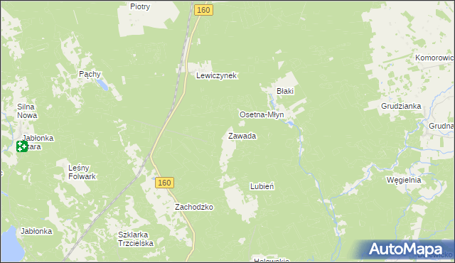 mapa Zawada gmina Miedzichowo, Zawada gmina Miedzichowo na mapie Targeo