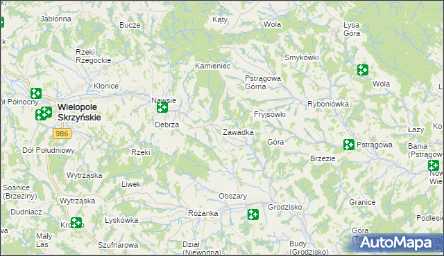 mapa Zawadka gmina Strzyżów, Zawadka gmina Strzyżów na mapie Targeo