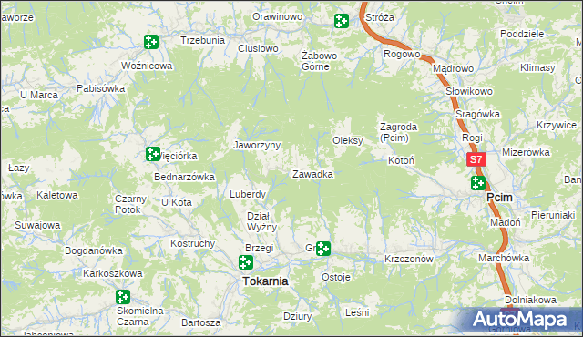 mapa Zawadka gmina Tokarnia, Zawadka gmina Tokarnia na mapie Targeo