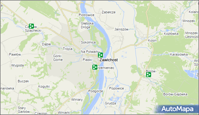 mapa Zawichost, Zawichost na mapie Targeo